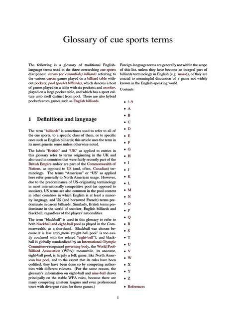 Glossary of cue sports terms .